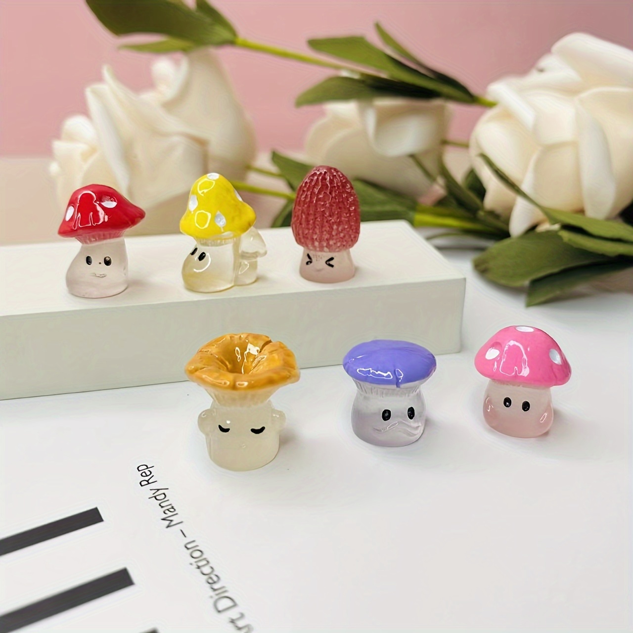 Cartoon Wild Mushrooms Elf Miniature Statue Glow-in-the-dark Mushroom ...