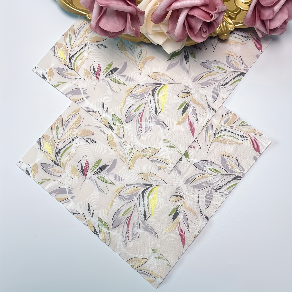 Lot of 14 Beautiful Botanical Paper Guest Napkins For Decoupage