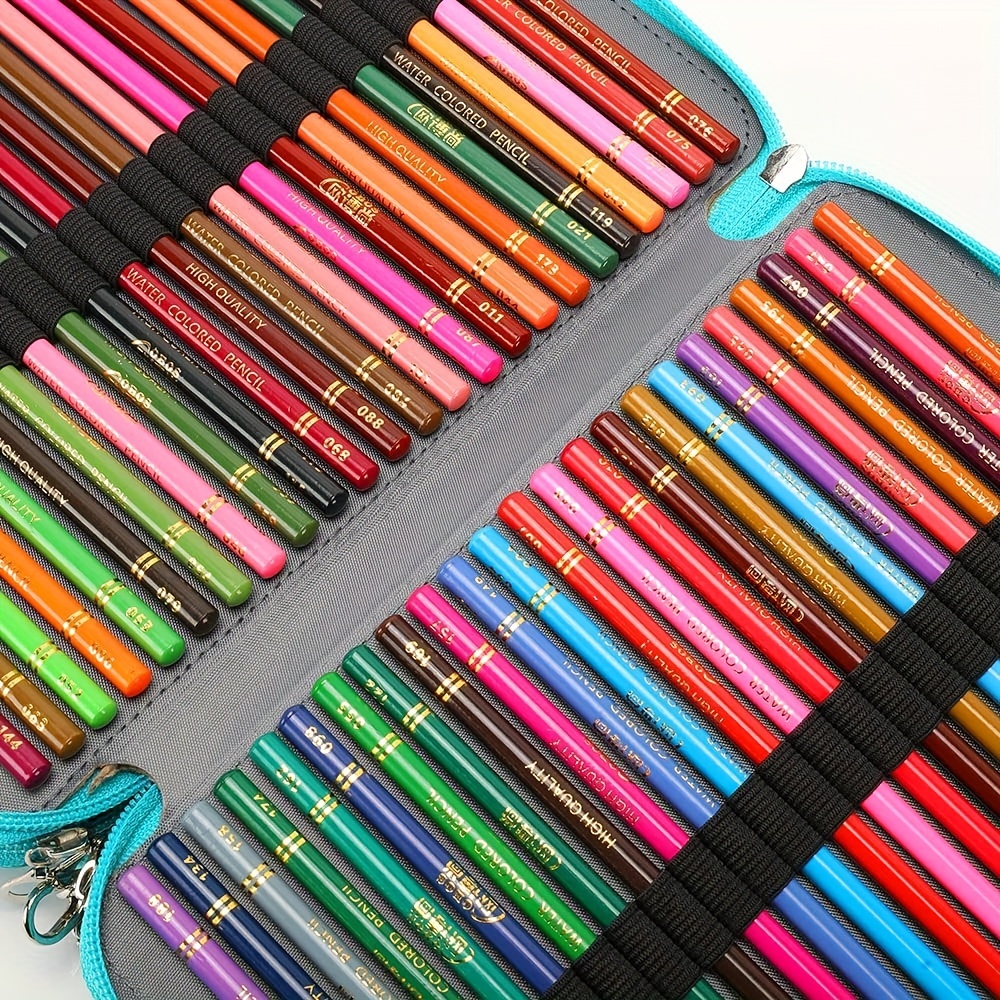 Colored Pencil Case 200 Slots Pen Pencil Bag Organizer with Handle Strap  Portable- Multilayer Holder for Colored Pencils & Gel Pen - Grey 