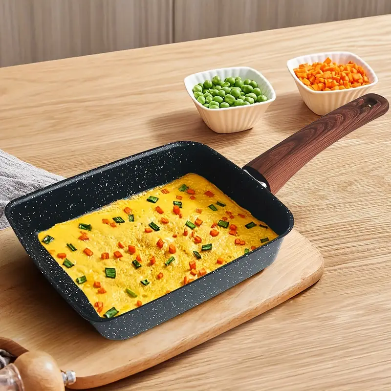 1pc Tamagoyaki Pan, Square Egg Pan Japanese Omelette Pan Nonstick Granite  Stone Cookware PFOA Free All Stoves Compatible Induction Compatible Omelet M