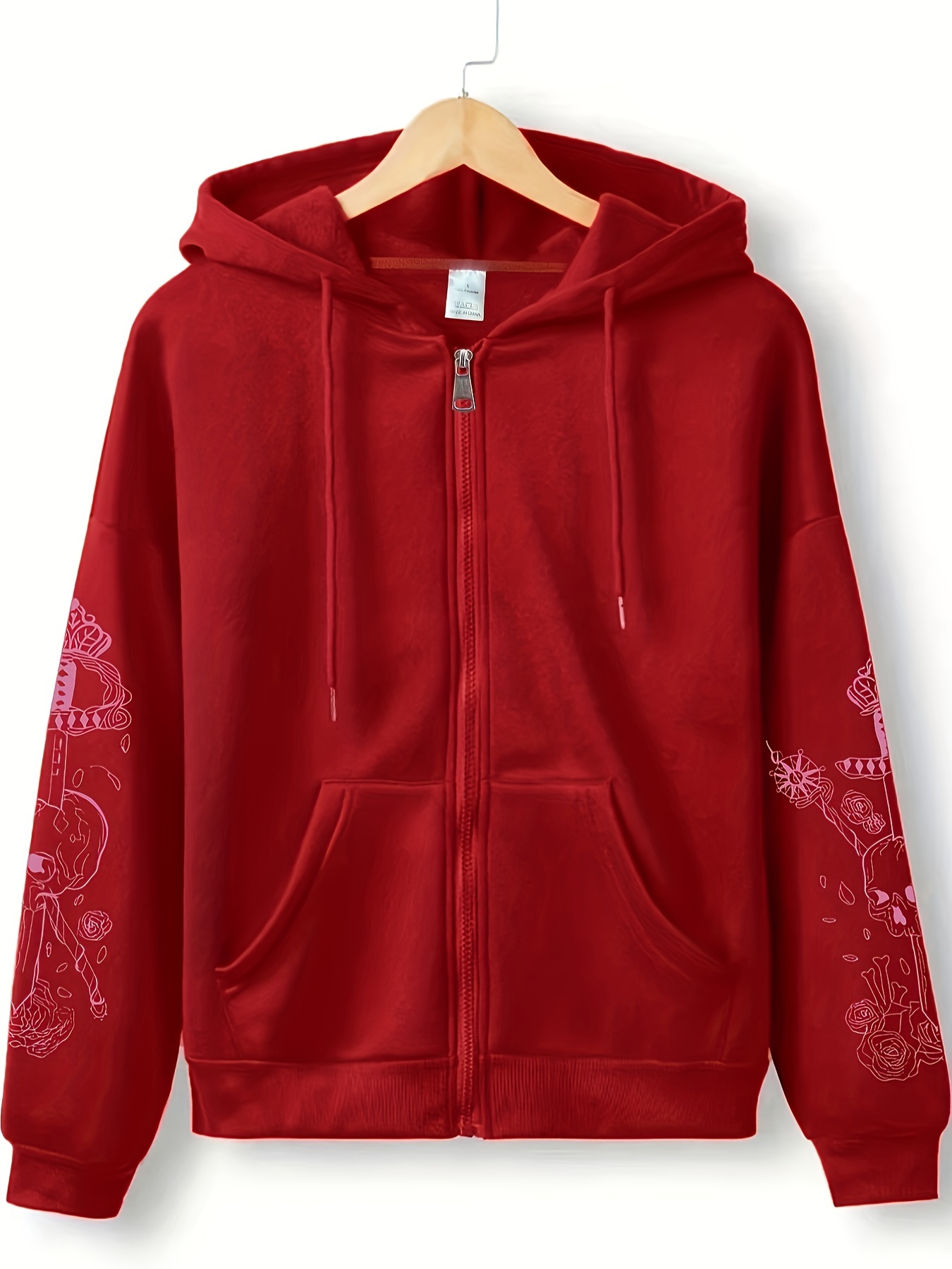 Skull Sword Print Hoodies Casual Zip Drawstring Halloween - Temu