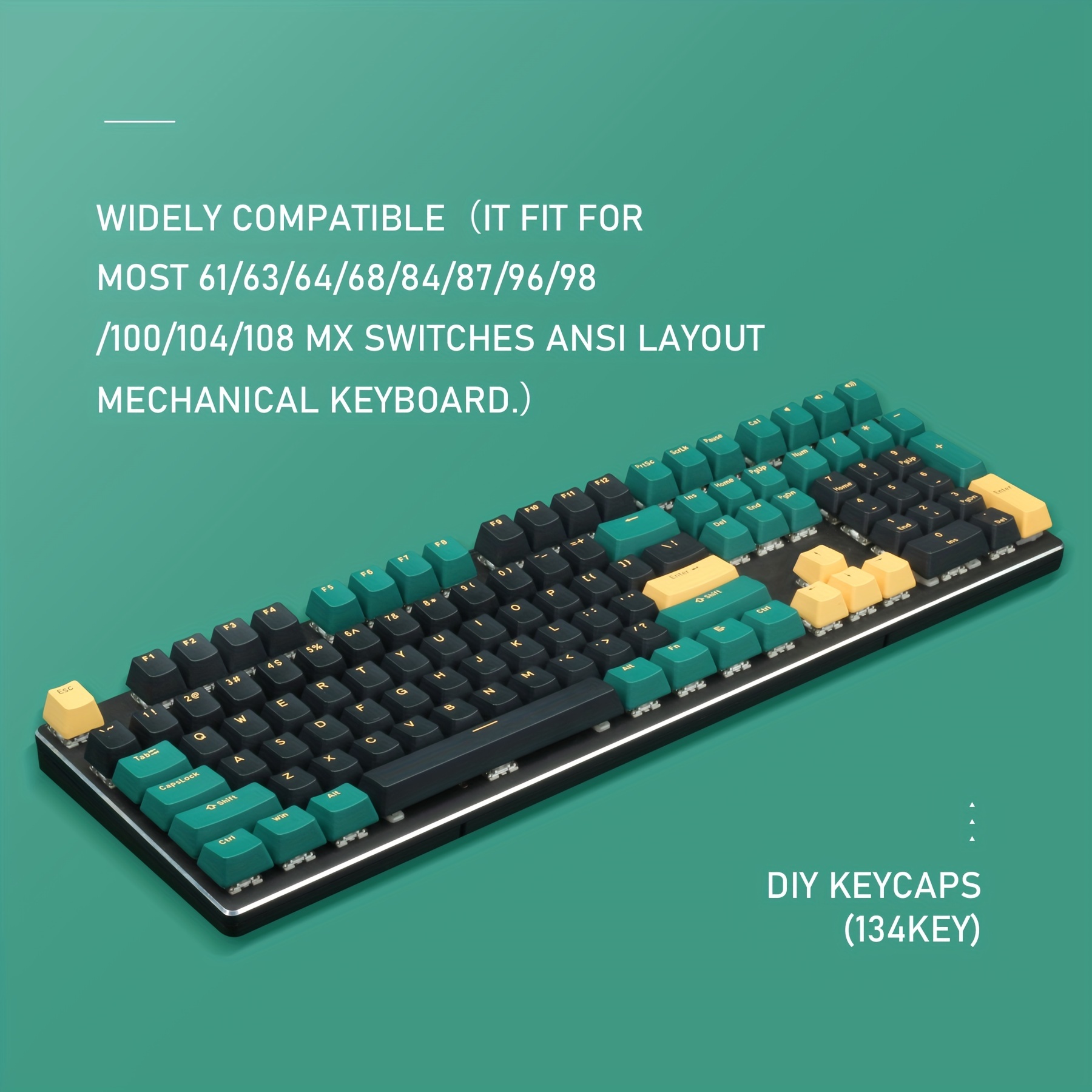 PBT keycaps ASA Profile Double Shot Full Key Caps Set ANSI Layout for  Mechanical Keyboard Replacement Compatible with MX-Clone Switches