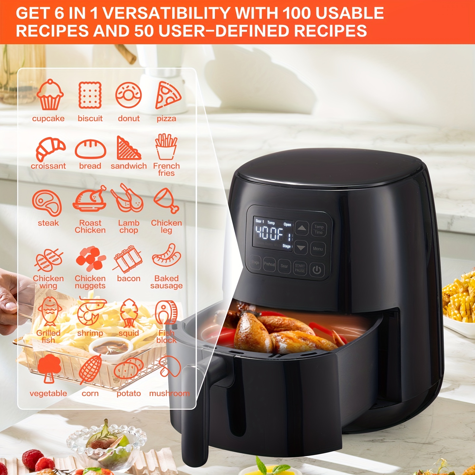 Air Frying Oven With Touch Control Panel - Cook Healthier Meals In Minutes  - Temu