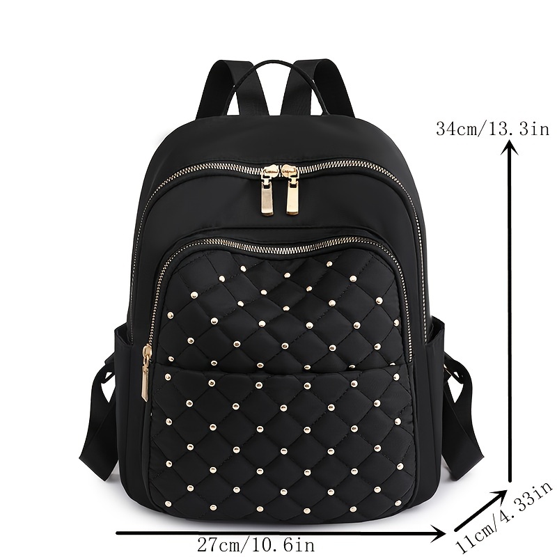 Waterproof,Lightweight Studded Decor Quilted Functional Backpack