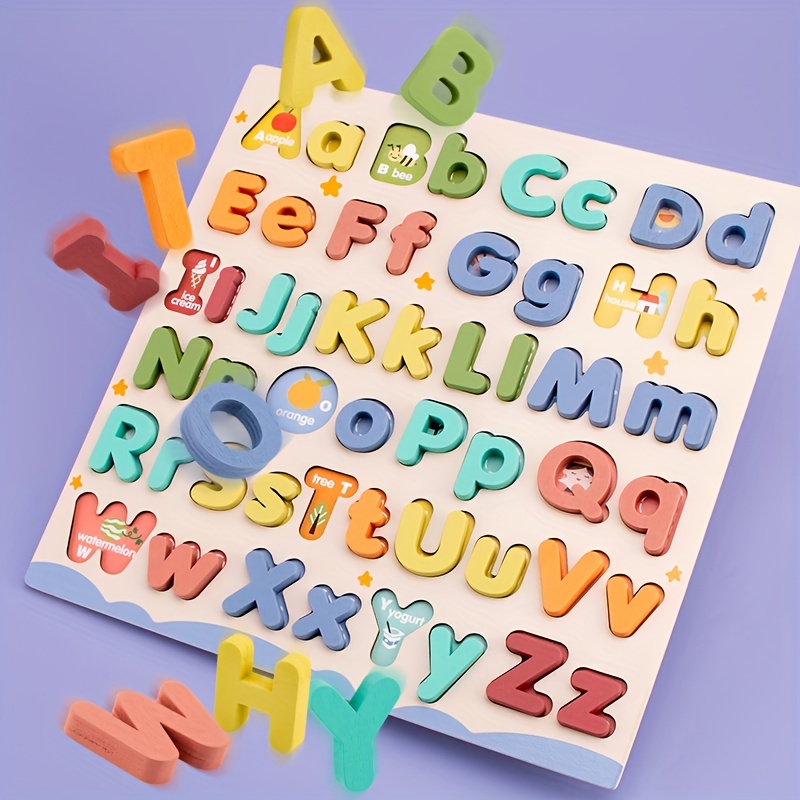 アルファベットパズル、ABCアルファベットパズル、幼児の教育学習玩具に最適、パズルボードとアルファベットブロック付きのアルファベットのおもちゃ、女の子と男の子への最高の贈り物