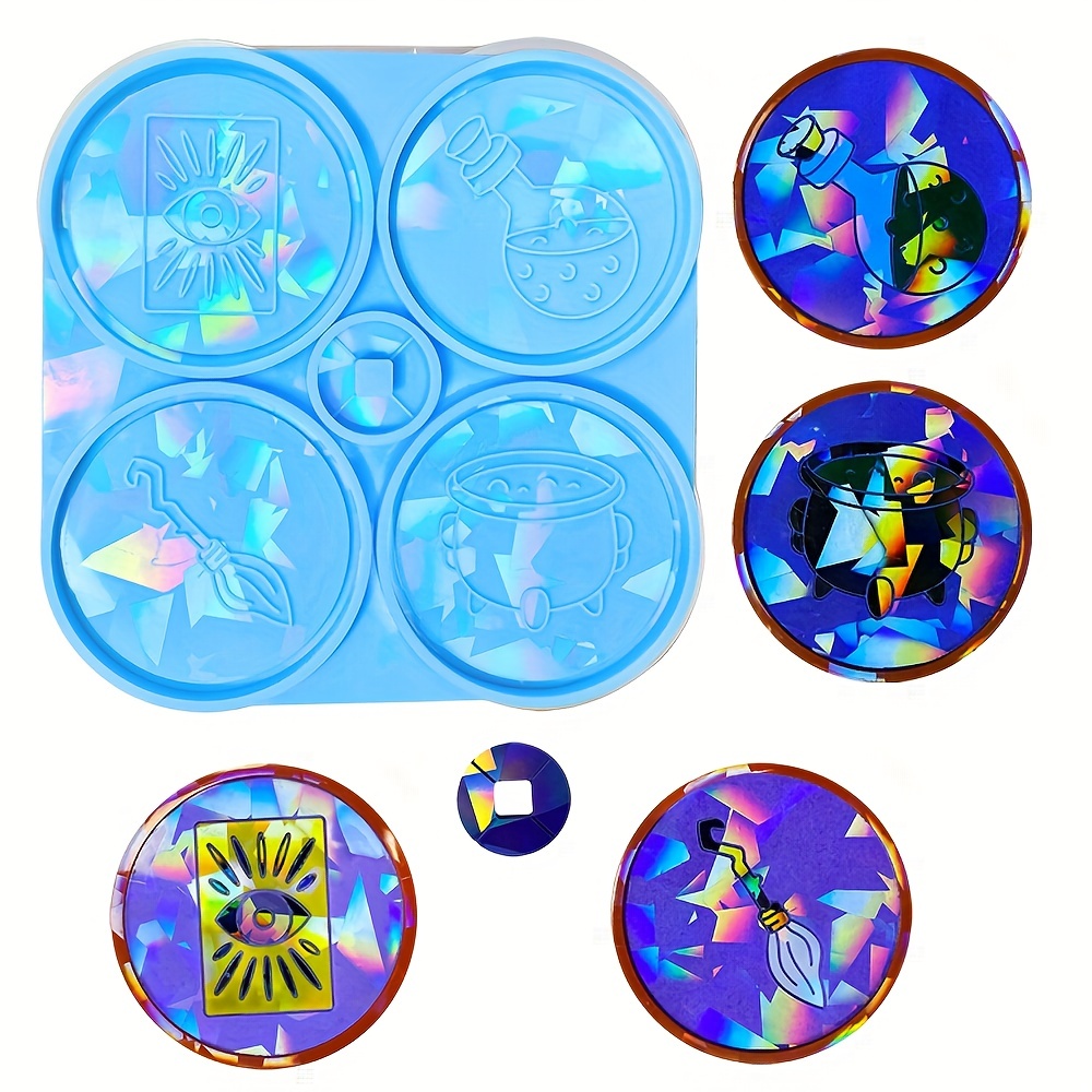 Holographic Resin Coaster Mold Durable Silicone And Epoxy - Temu