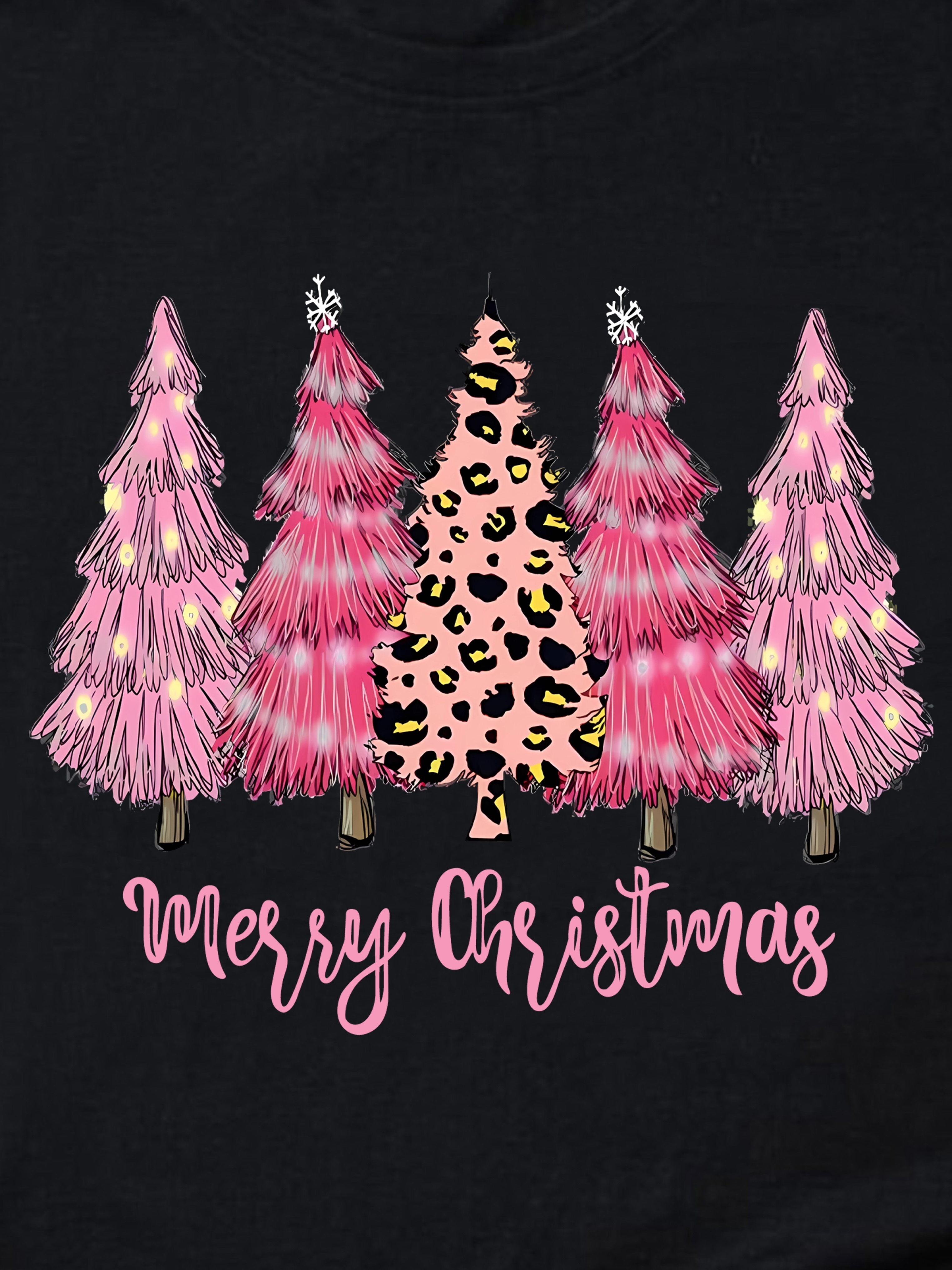  Chrismas Shirt Black Christmas Tree Pink Christmas