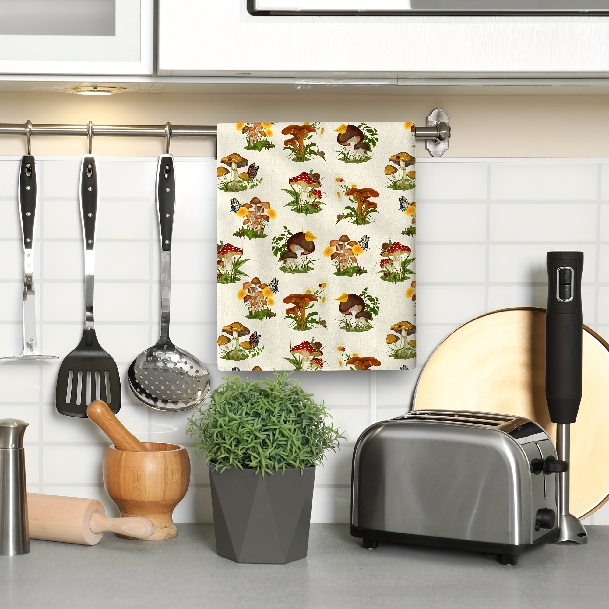 Hand Towels, Kitchen Square Dish Cloths, Microfiber Mushroom