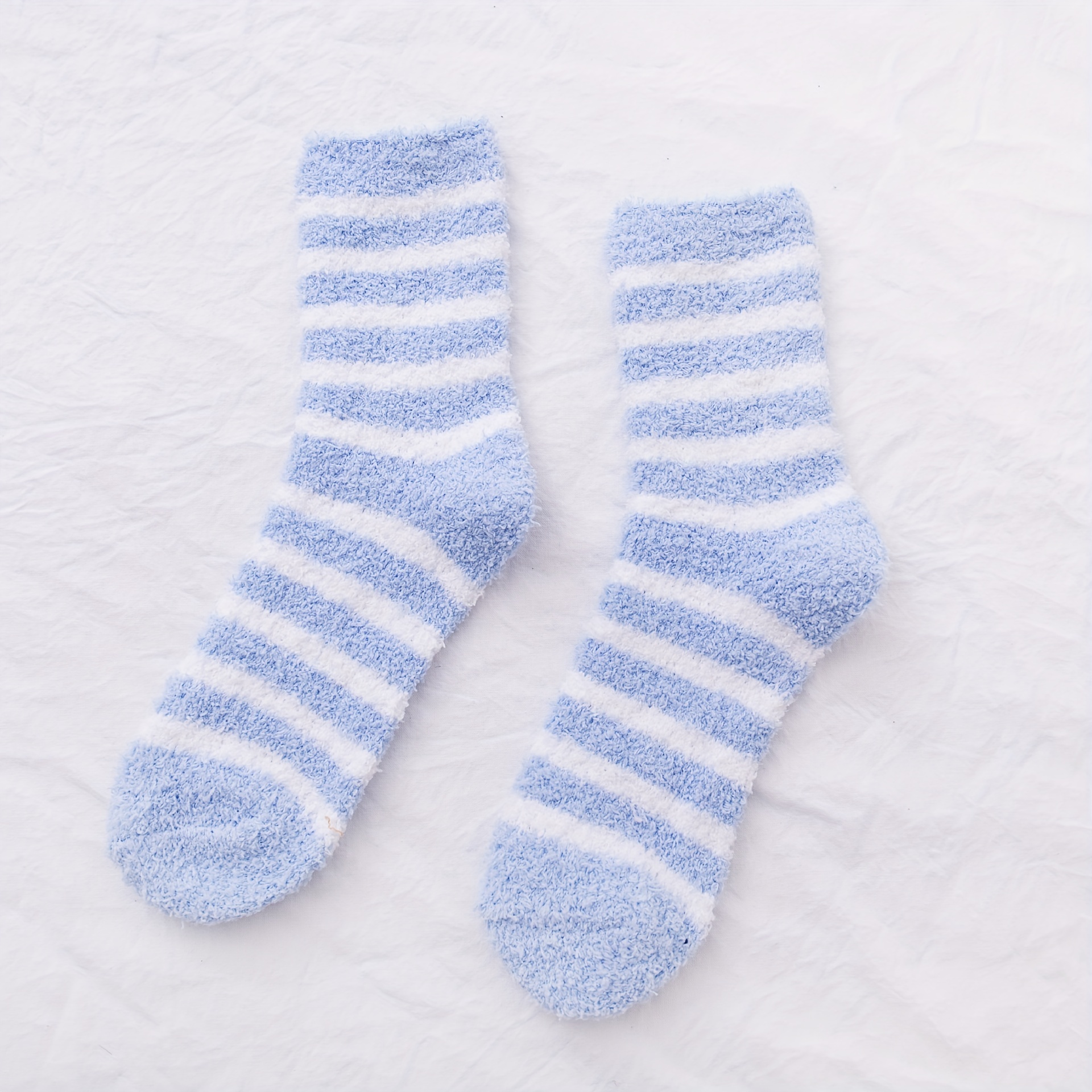 2 pairs striped fuzzy socks warm soft home floor socks womens stockings hosiery