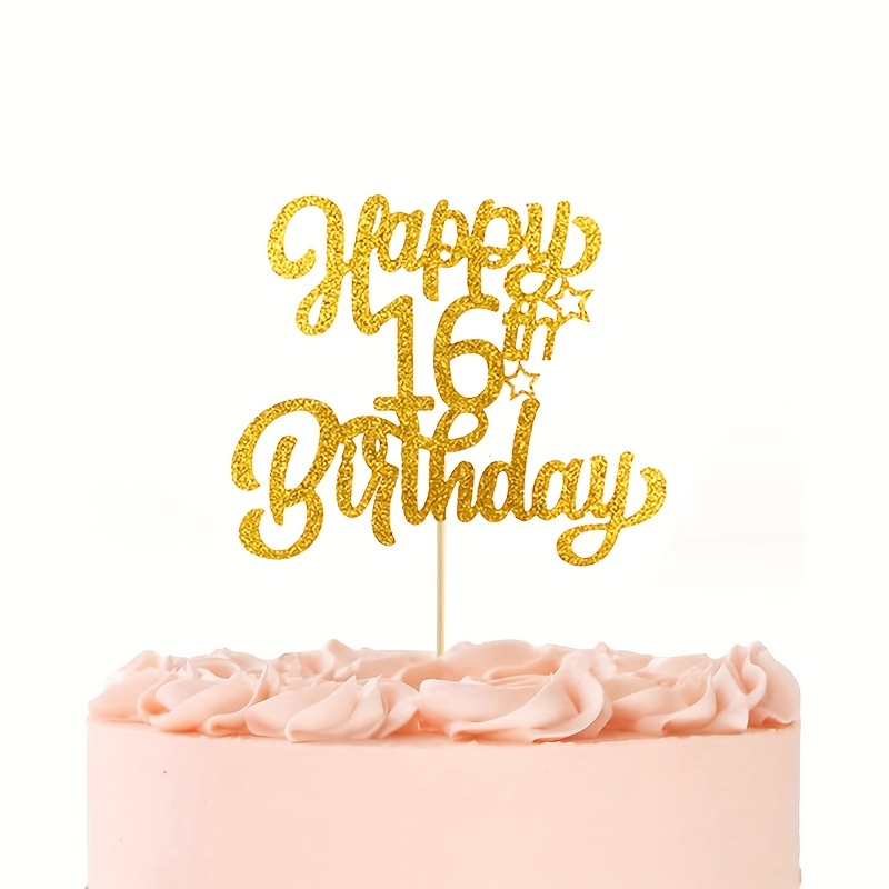 Golden Glitter Number Happy Birthday Cake Topper 13 Years - Temu