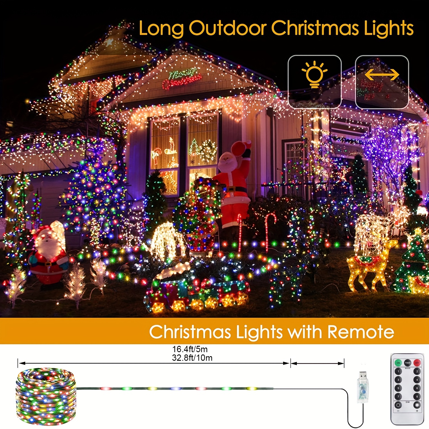 32.8FT Christmas Rope Light, Outdoor Fairy Pipe Light String, Green PVC  Copper Wire Fairy Light, Suitable For Christmas Tree Holiday Decoration
