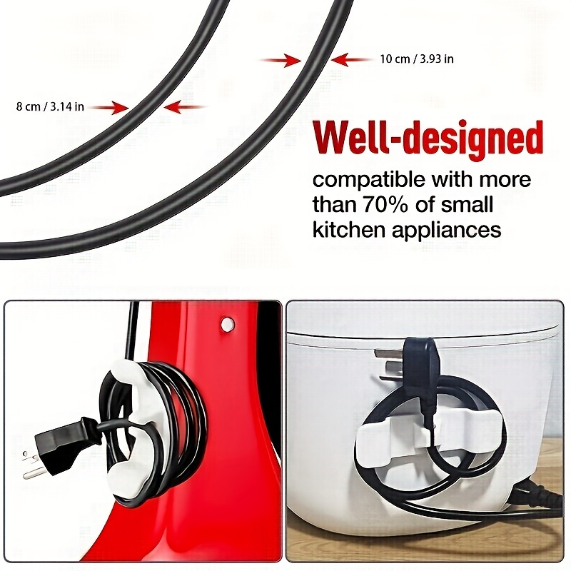 Cord Organizer for Kitchen Appliances - Upgraded Adhesive Cord Winder  Wrapper Holder Cable Organizer for Small Appliances, Coffee Makers, Mixer
