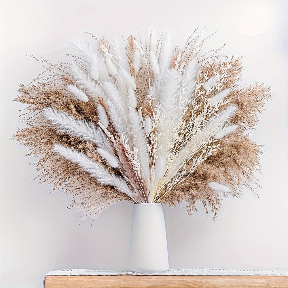 

Bouquet of 80 pieces of dried pampas grass, ideal for bohemian home decoration, phragmites dried flowers, perfect for wedding floral arrangements and home decorations