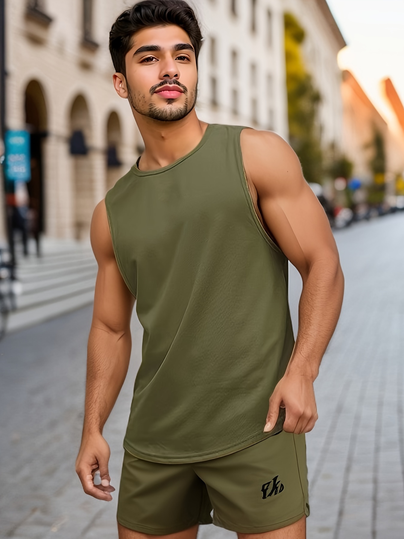 Men's Solid Tank Tops Summer Clothing Gym Bodybuilding Training Fitness  Sleeveless Muscle T Shirts Slim Fit Workout Vest Tshirt Top