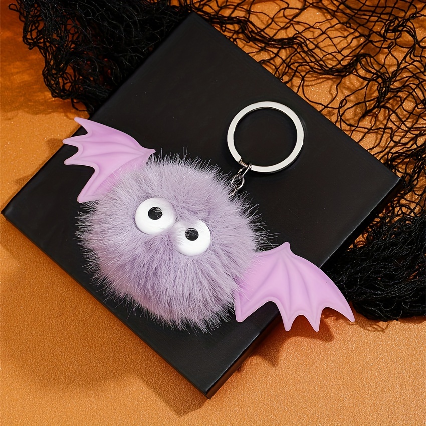 Cute Monster Pom Pom Ball Fluffy Ball Keychain Keyring Key Chain Ring Bag  Charm