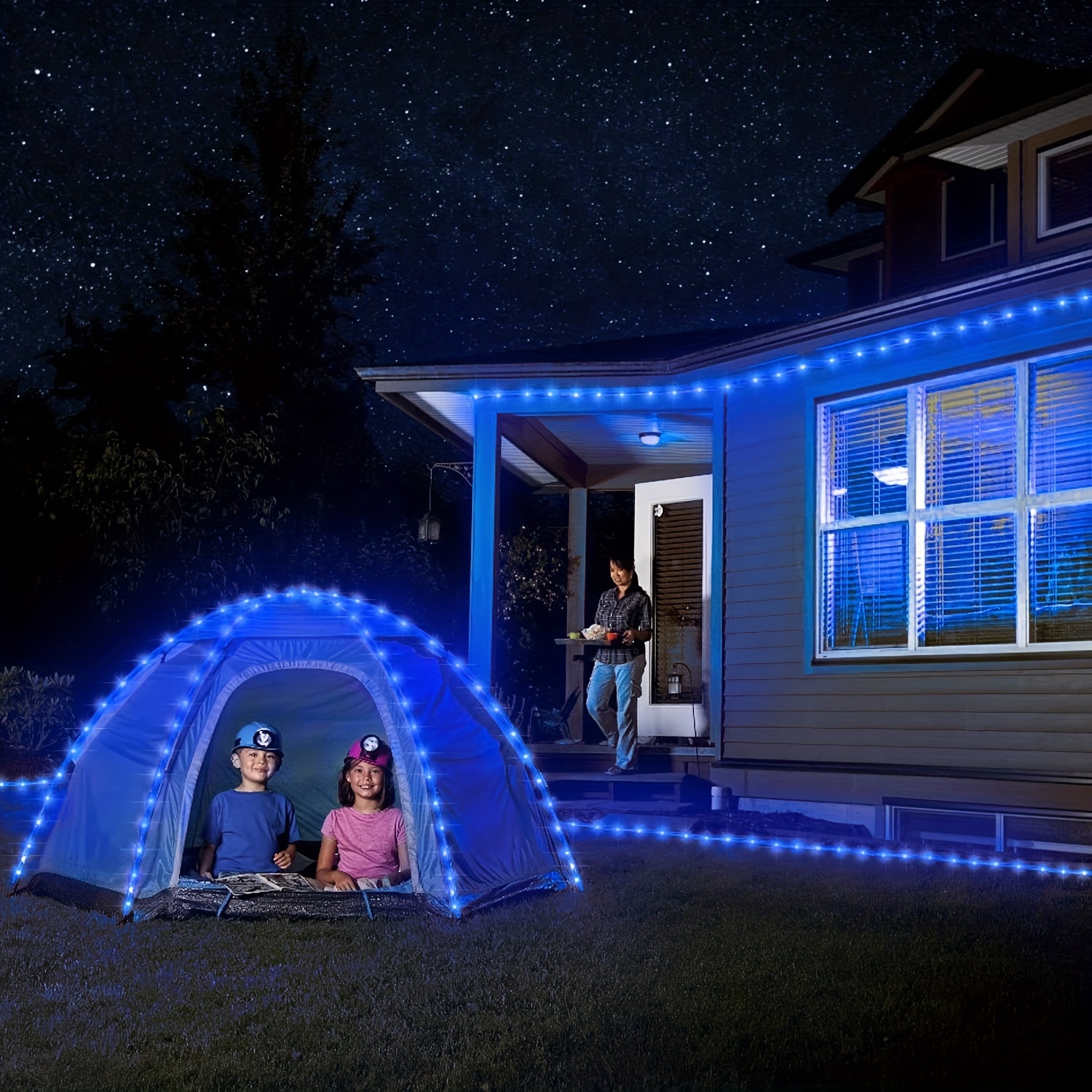  Camping Tent String Lights, 17 Colors 7 Flashing Modes LED  Decorative Rope Lights Battery Operated with Remote Control, Waterproof Camping  Tent Light Outdoor for Night Camping, RV (Tent Not Include) 