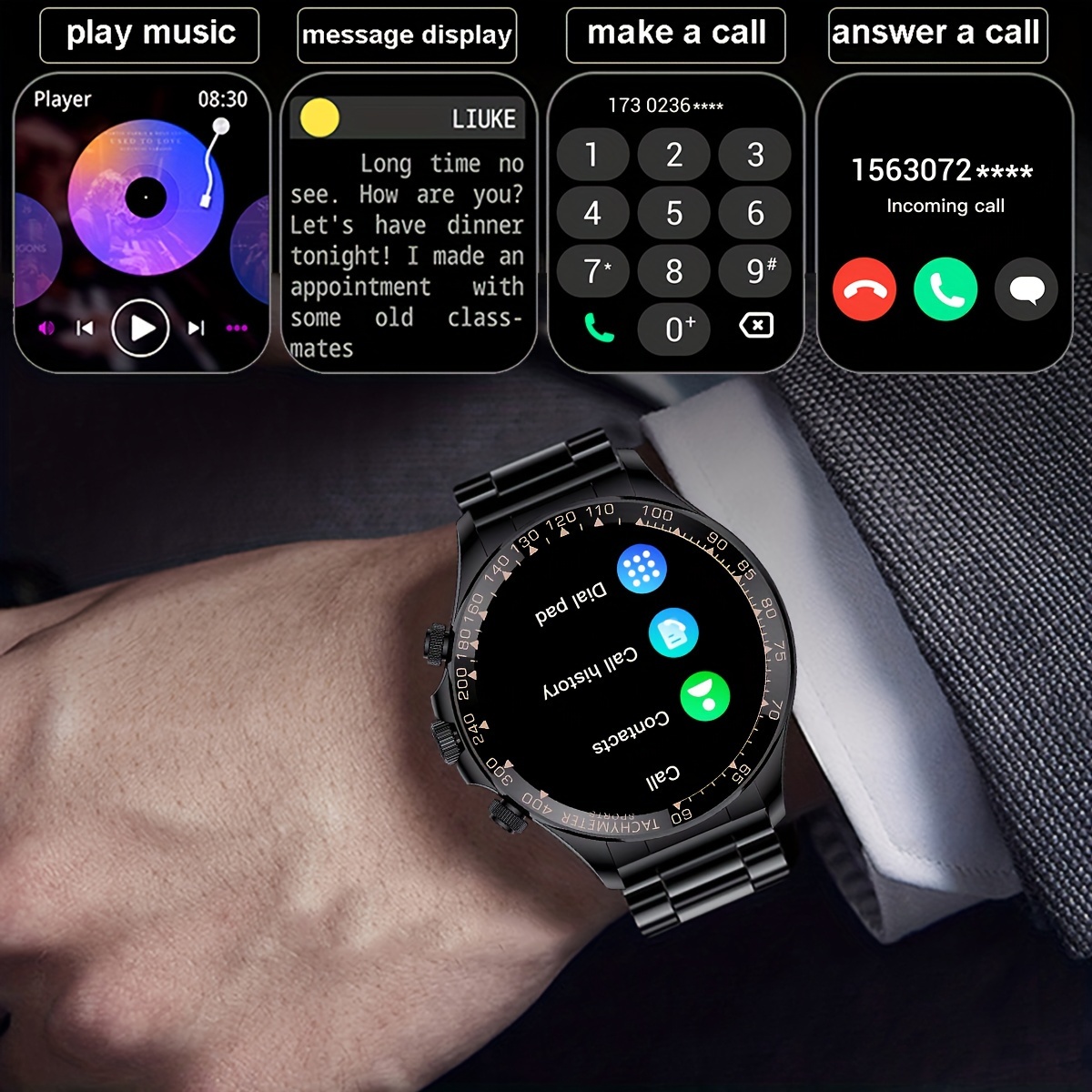 Touch Screen Luxury Steel Band Wireless Call Smart Watch - Temu