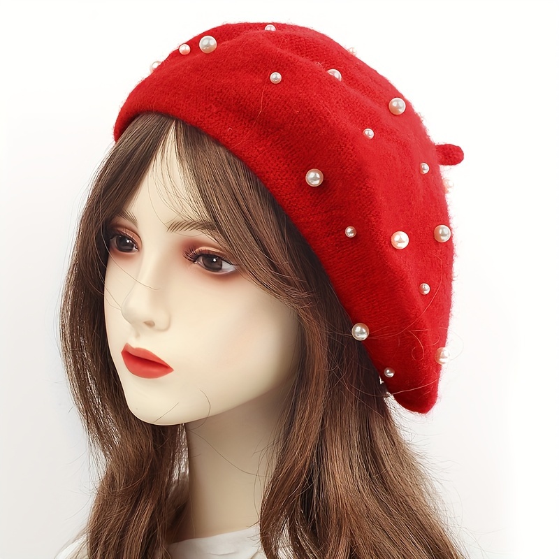 Pearl Women's Solid Warm Beret for Daily Use