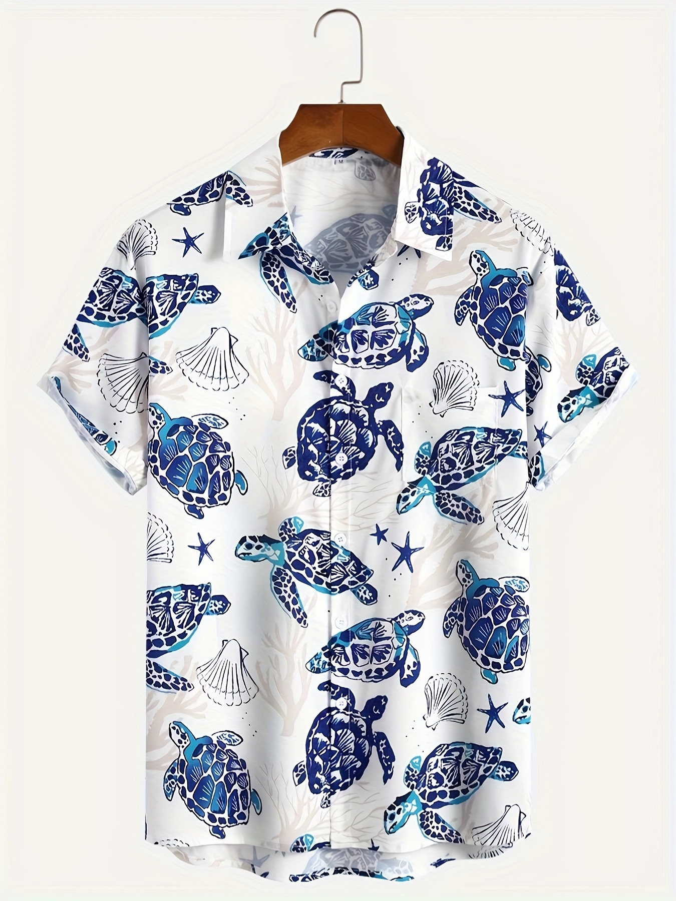 Hawaiian Style Turtle Print Men's Short Sleeve Shirt Chest - Temu Canada