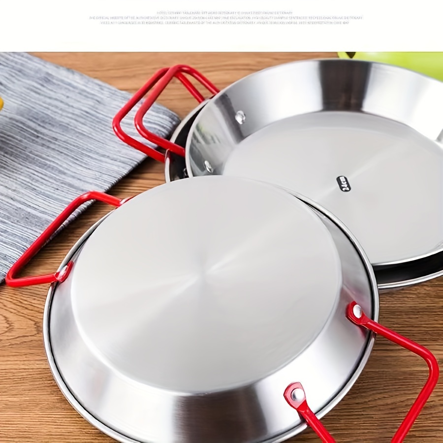 Stainless Steel Korean Style Seafood Plate, Double Ear Dry Pot Plate,  Spanish Seafood Fried Chicken Hot Pot, Natural Color, Red Handle, Six  Different Sizes Available - Temu