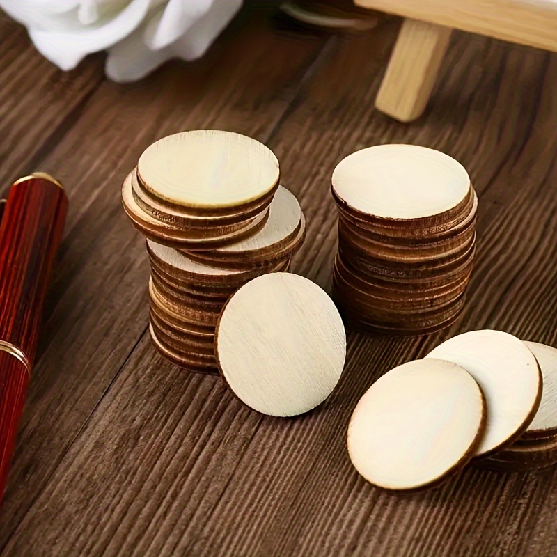 Per Package Round Wooden Coins With Natural Wood Chips Used - Temu