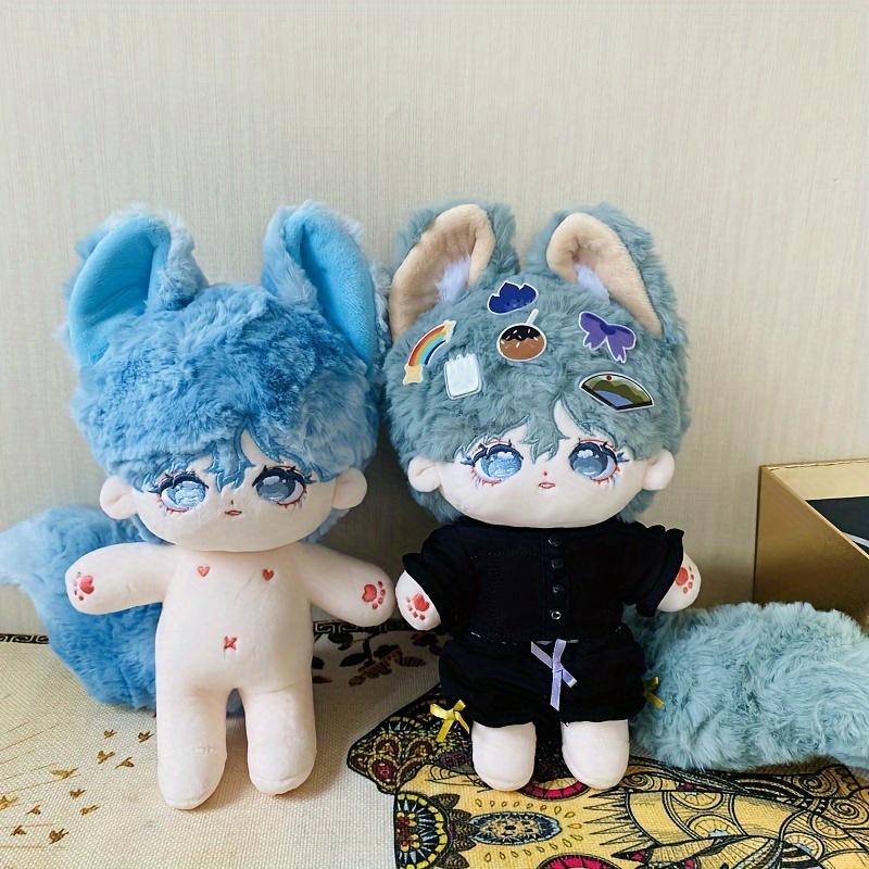 Plush Doll with Big Ears & Tail, Green, Optional Skeleton, Weak Magnet