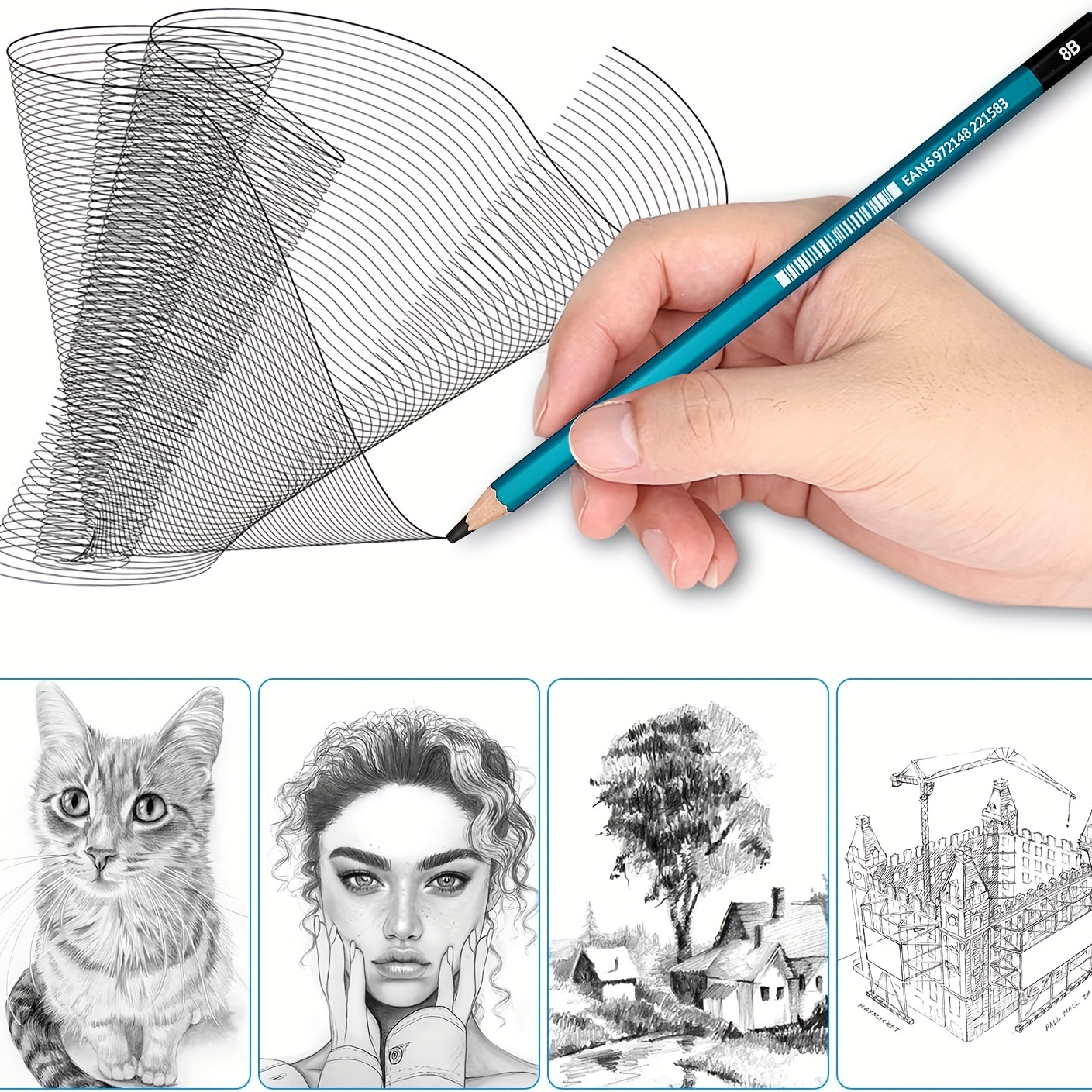 Drawing Kit Professional Sketch Set Contains Hb 2b 4b 6b 8b 12b For Adult  Artists, Teens Beginners - Temu
