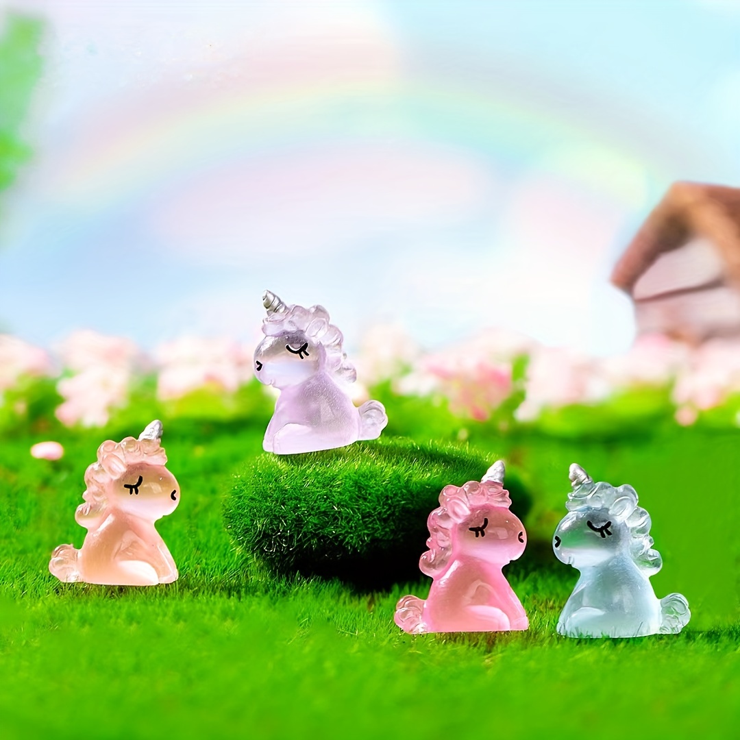 Miniature Luminous Unicorn Figurines Micro Moss Landscape - Temu