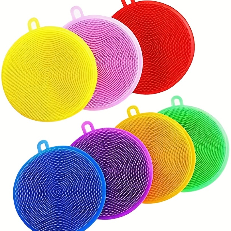 Silicone Dish Sponge Soft Double-Sided Kitchen Sponges With Suction Cup