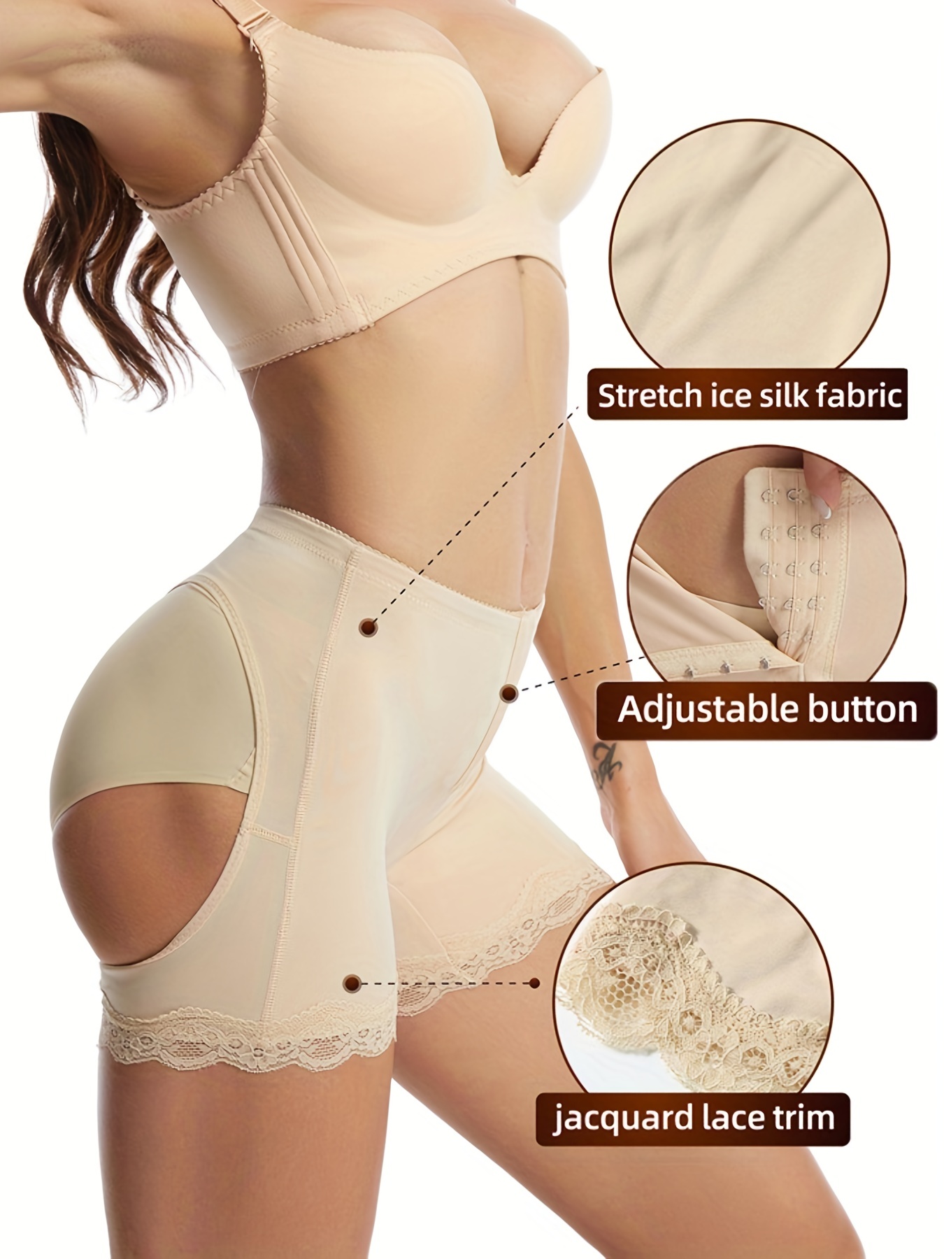 Lace Trim Shaping Panties Tummy Control Compression Open - Temu