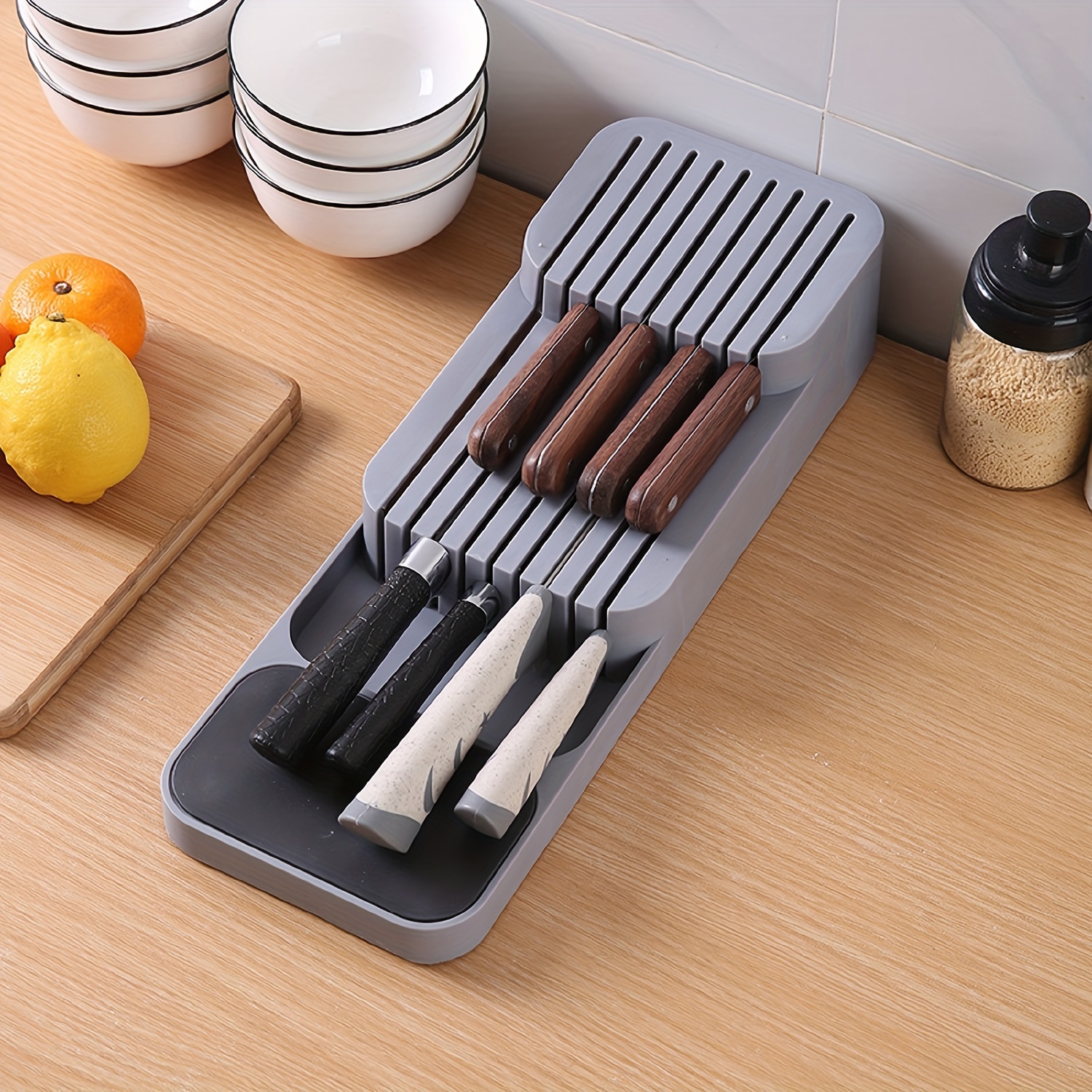 1pc Kitchen Drawer Organizer Tray For Knives Knife Block In-Drawer