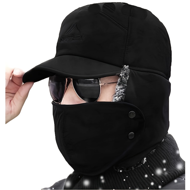 Winter Fur Ear Flap Trapper Hat Full Face Mask Aviator Thermal Warm Snow  Ski Cap