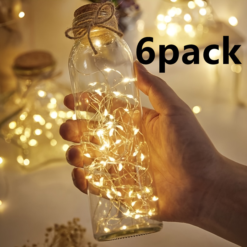 Paquete de 6 luces de hadas LED con batería, 2M 20 luces de hadas de  alambre de cobre LED con pilas IP66 Luz de hadas resistente al agua para  fiestas, Navidad, bodas