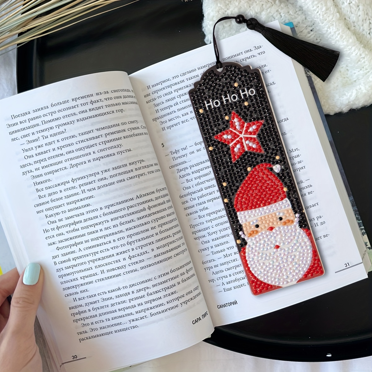 4pcs DIY Diamond Painting Bookmarks Acrylic Glass Painted Christmas Snowman