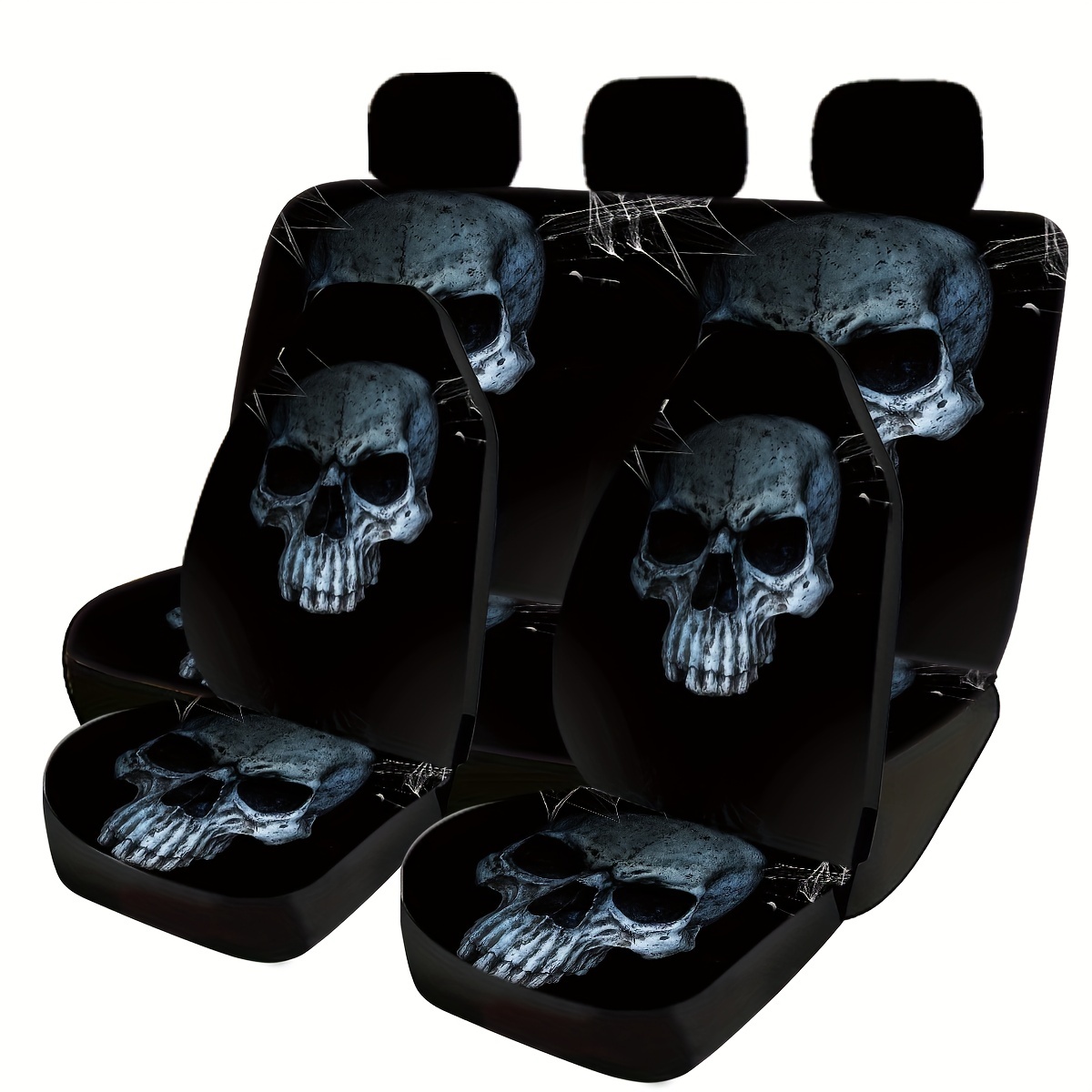 Funny Skull Print Car Seat Covers for Front Seats 2 Pack Bucket
