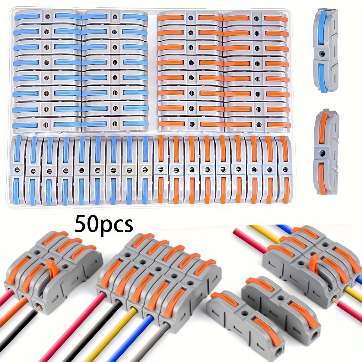 50 Stück Praktischer schneller Kabelstecker, 2 Polig Kabel Steckverbinder  Stecker, 18-22AWG Draht-Schnellspleiß-Steckverbinder Kabel Crimp Anschluss  : : Baumarkt