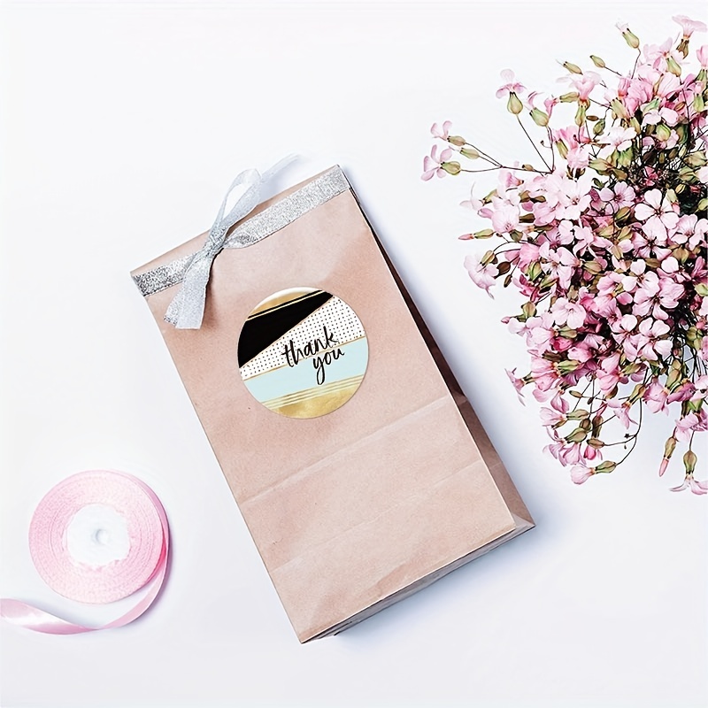 500pcs Thank You Stickers Pink Geometric Pattern Seal Labels