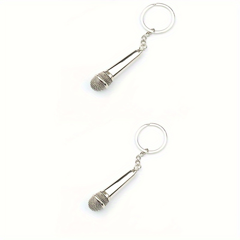 A Metal Simulation Microphone Keychain, A Stylish Keyring For Men, Perfect For Decorating Car Bags