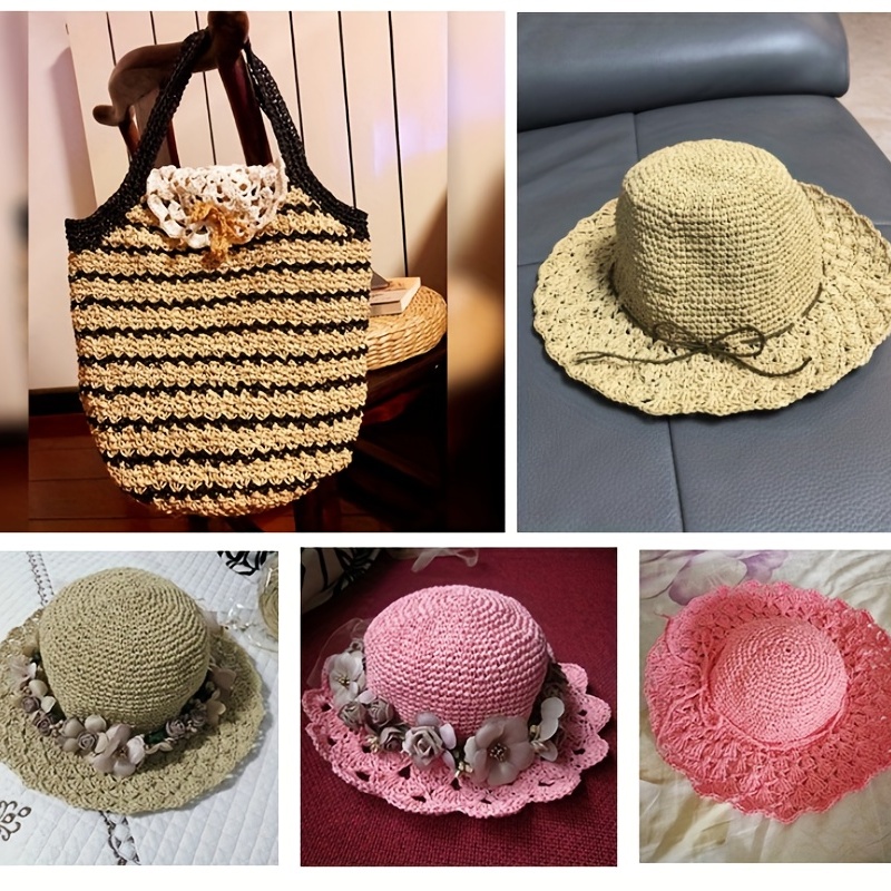  Beige Crochet Raffia Yarn 500g Handmade Bag Yarn Summer Sun Hat  Yarn Cellulose Yarn Straw Knit Yarn Gift Wrapping DIY Knit Yarn Knitting  Materials
