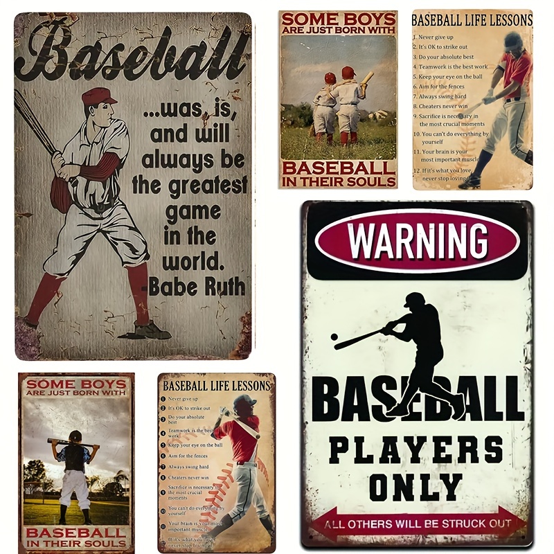 1pc メタルアルミサイン、野球メタルポスター、野球の人生の教訓 ...