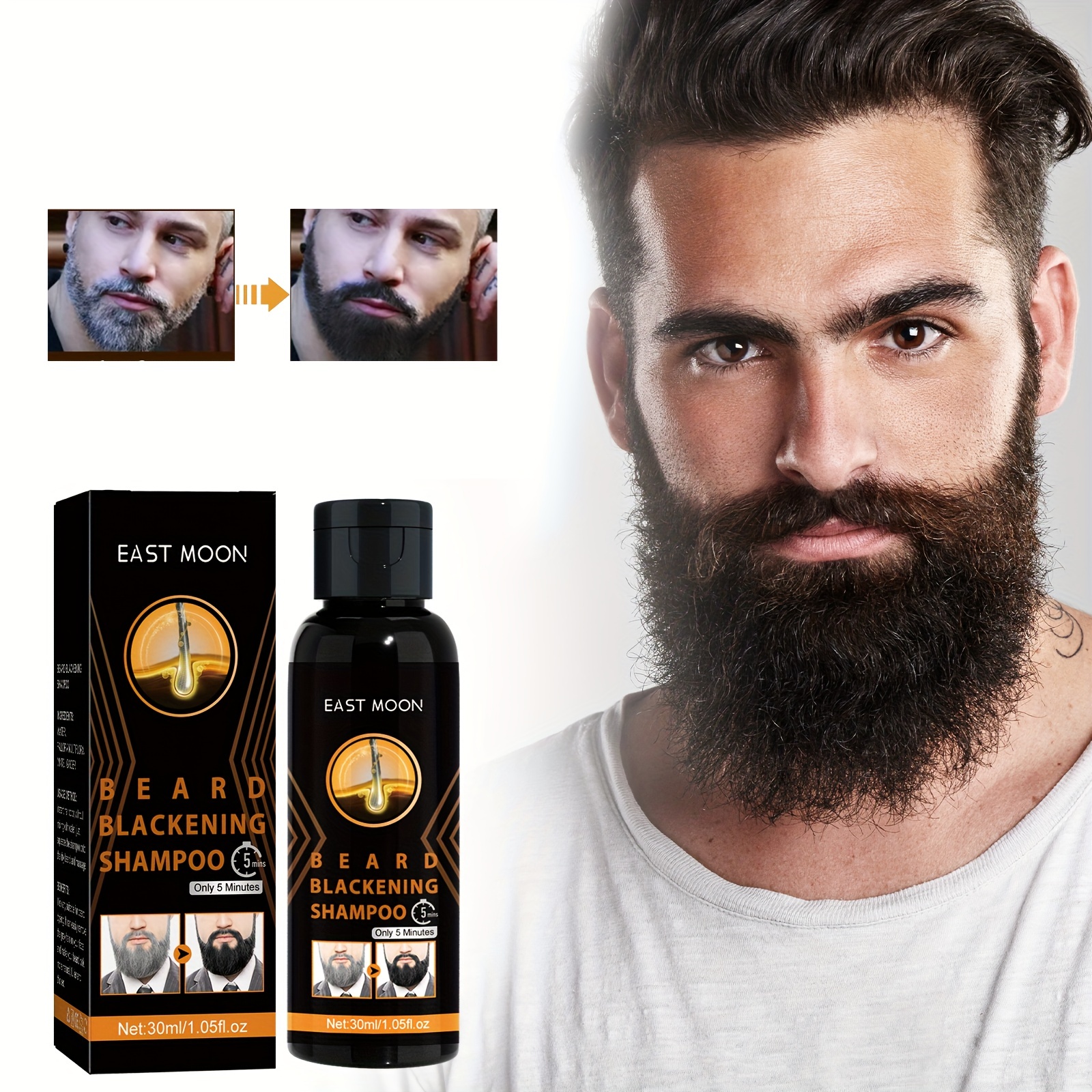 30ml Blackening Beard Shampoo For Men - Beard Coloring Product