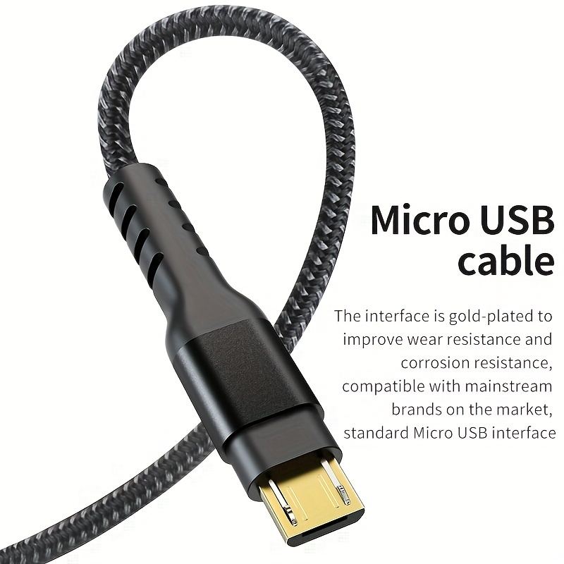 Micro Usb Cable [ ] Rampow Long Android Charger Cord - Qc 3.0 Fast Charge &  Sync - Nylon Braided Fast Charger 2.4a For Galaxy S5/s6/s7, Htc, Lg,  Kindle, , Ps4, And
