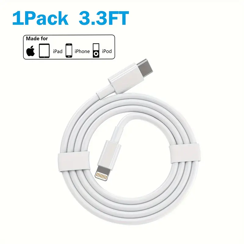  Cargador rápido para iPhone de 20 W [certificado Apple MFi] USB tipo  C, bloque de carga rápida, suministro de energía, cargador rápido Apple con  cable Lightning de 3.3 pies para iPhone
