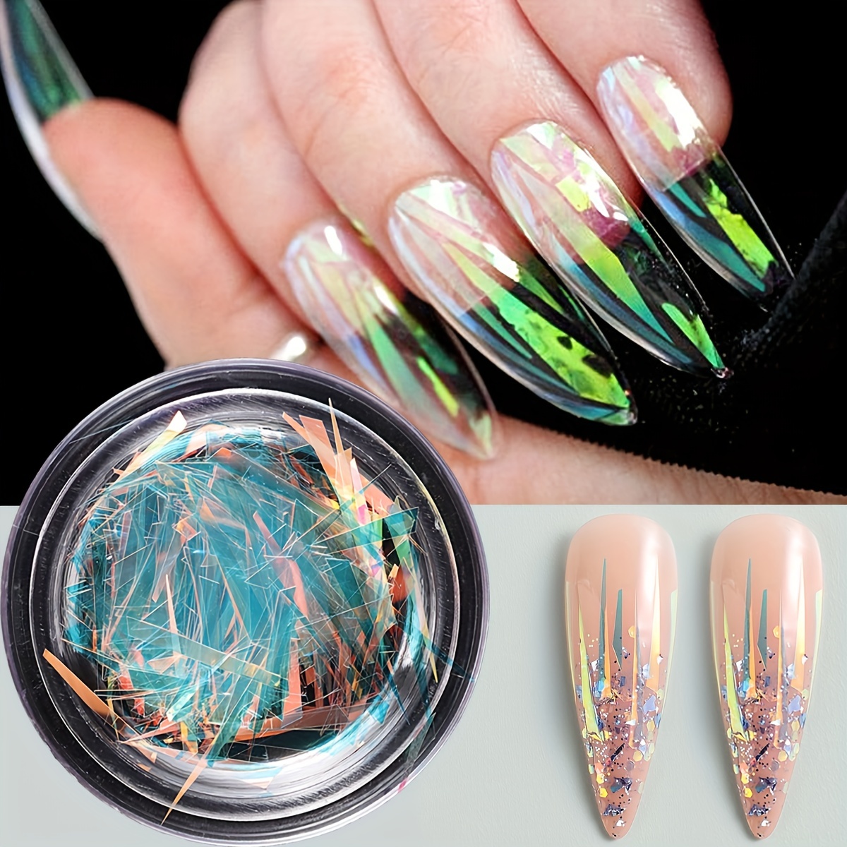 12 Colors Holographic Nail Art Glitter Sequins Iridescent Ice Slag