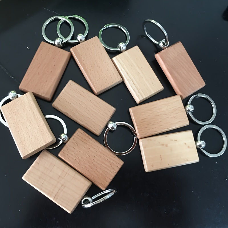 Wooden Keychain Making Kit Diy Wooden Pendant With Key Rings - Temu