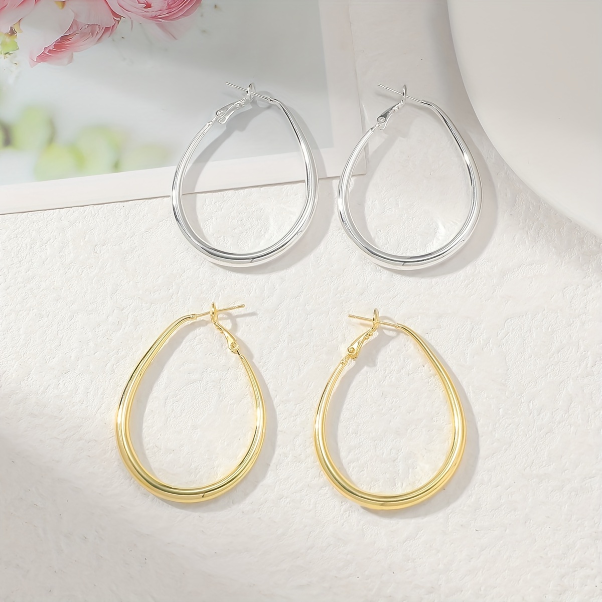 Retro Simple Round Resin Earrings Ear Clips - Temu