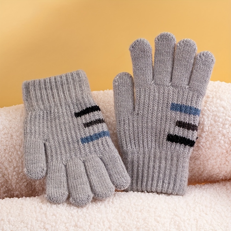1 paire de gants pour enfants gants à doigts rayés tricotés - Temu Belgium