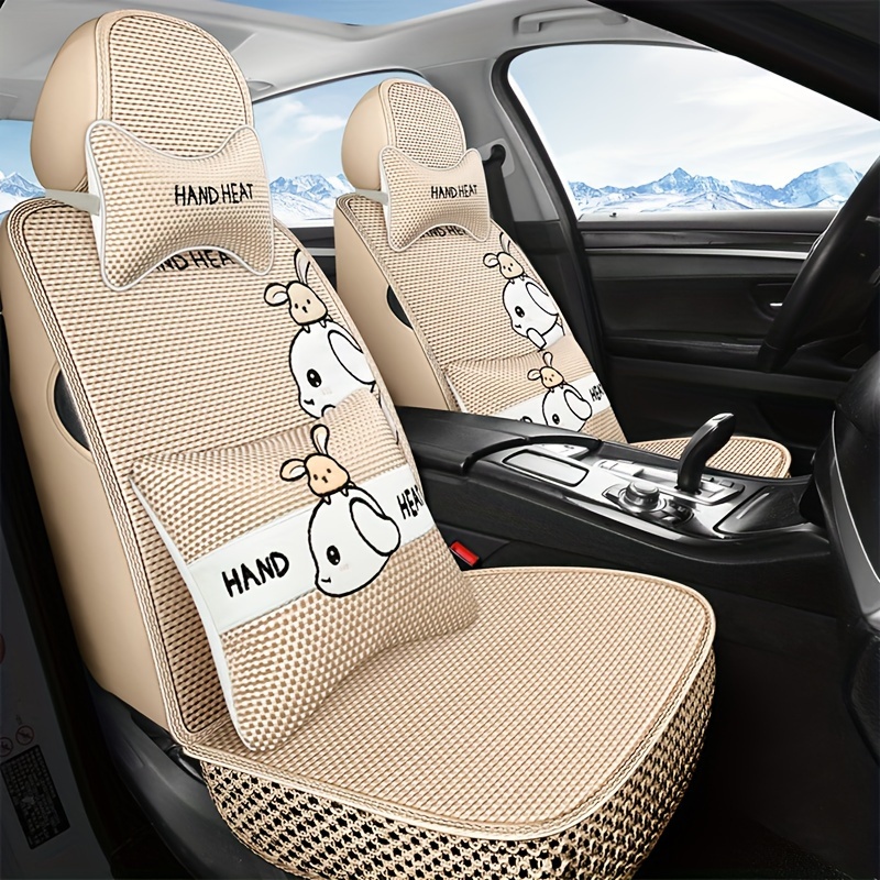 

Suitable For 5 Seater Sedan Suv 4 Seasons Univeral Car Seat Cushion Fully Enveloped Seat Cover Ice Silk Cartoon Summer Car Seat Cover