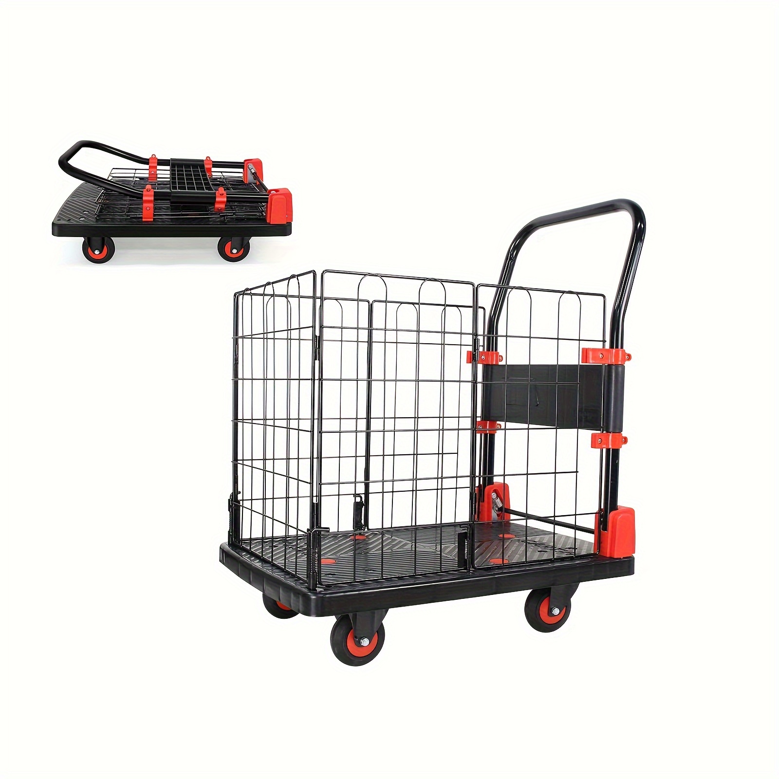  Shopping Trolleys Carrito de la compra Carrito de compras  plegable portátil Carro de la compra Carro de 6 ruedas Carro de artículos  para el hogar Equipaje Carro utilitario Carritos (color: rosa