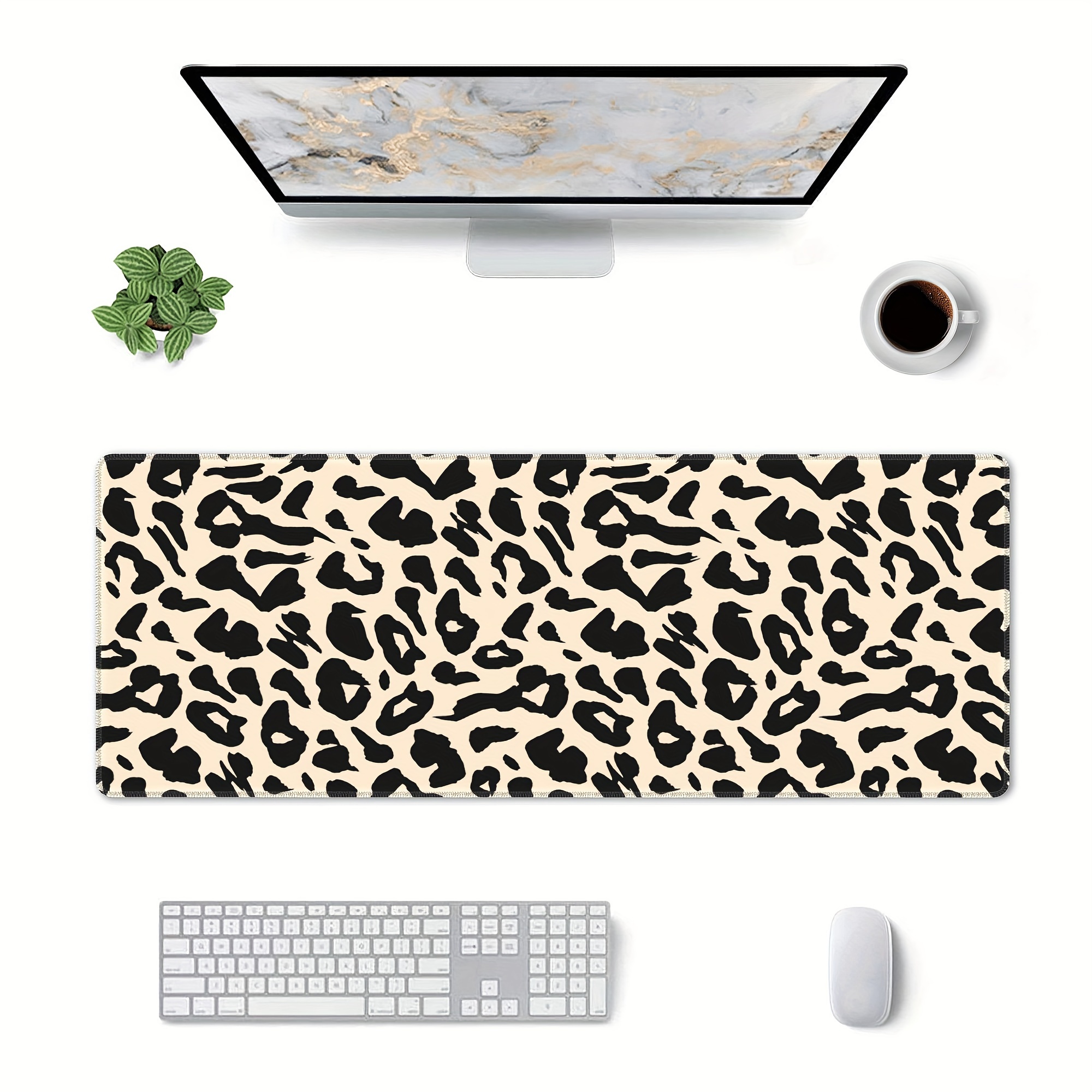 Mouse pad Pink Cheetah Mousepad Plants Office Decor for Women Men